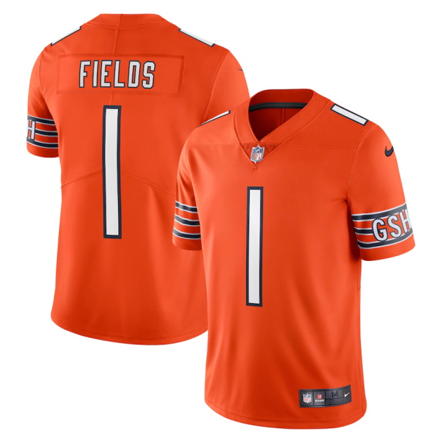 mens nike justin fields orange chicago bears alternate vapor limited jersey